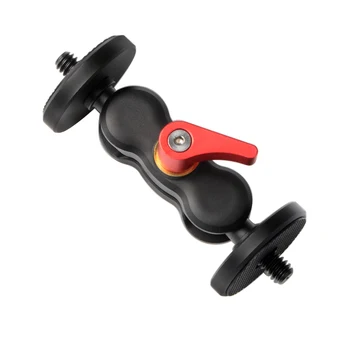 

Double Ballhead Mount With Dual 1/4 Camera Screw Magic Arm Mini Ball Head for Monitor LED Video Light to Camera Video Cage