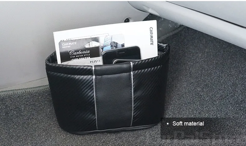 Carbonia карманная автомобильная сумка для хранения, автомобильная коробка для хранения мусора, контейнер для хранения мелких предметов, Автомобильный CD/держатель для напитков, черный цвет