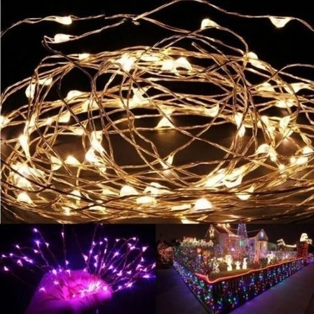 Luzes de Fadas de Cordas da Lâmpada Decoração da Bateria Fio de Cobre Luzes Cordas 30 40 50 100led Party Brilhantes Operado Levou Guirlanda Led 20 - 4 De Fadas de Cordas Da Lâmpada decoração