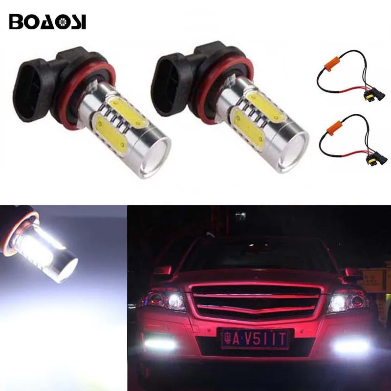 BOAOSI 2x H8 H11 Led Cob Canbus автомобильный светильник s противотуманный светильник для вождения лампа без ошибок для Mercedes Benz W164 W221 W211 W212