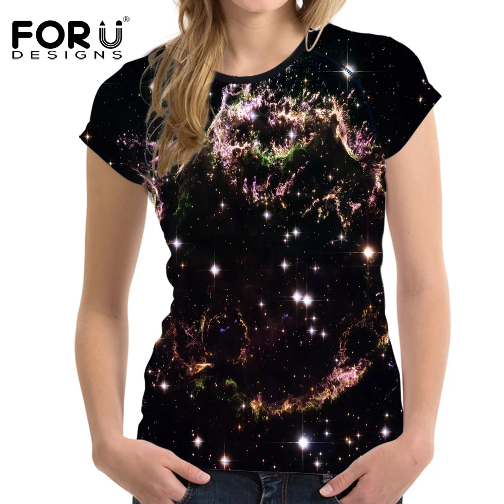 FORUDESIGNS High Quality 3D Galaxy Space T Shirt Women t Shirt Female ...