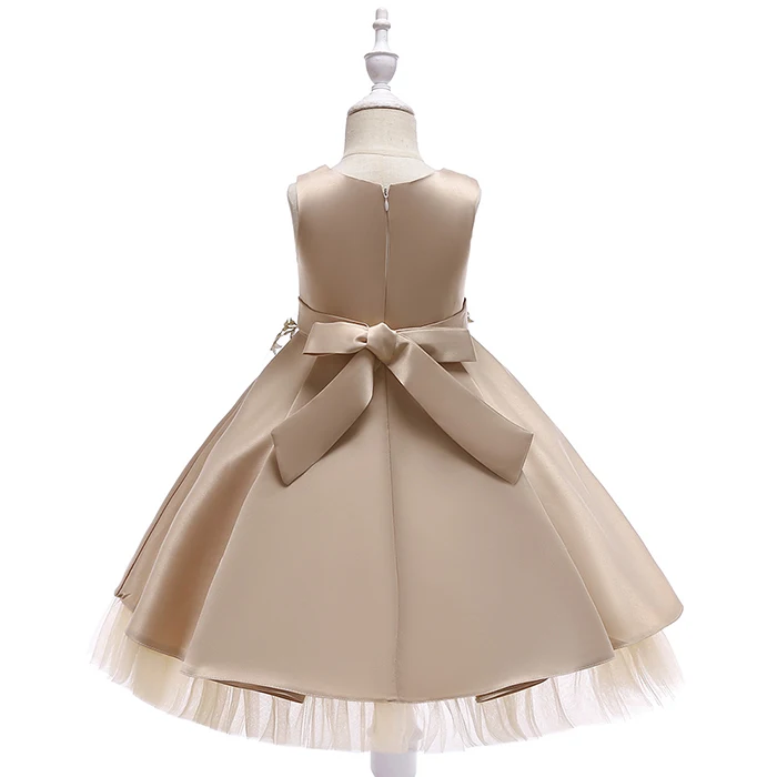 Платье с вышивкой для маленьких девочек; детское Золотое свадебное платье с цветочным рисунком для маленьких девочек; нарядное платье