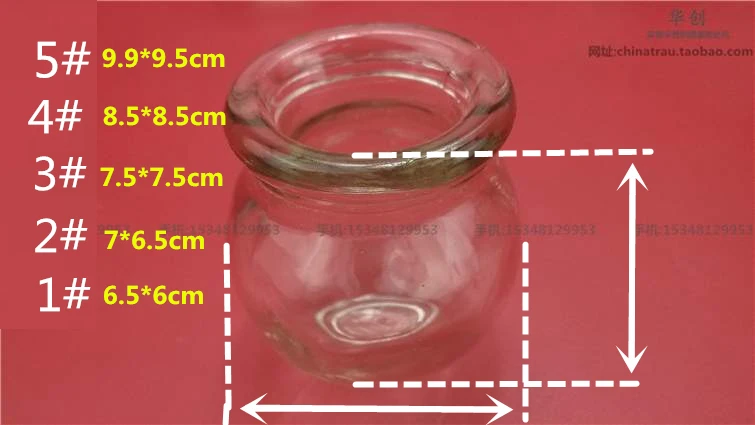 Медицинские традиционные китайские стеклянные банки, банки 5 размеров, стеклянные банки, Баночки, терапия, прозрачные стеклянные банки, пожарная чашка