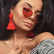 Женские очки «кошачий глаз» металлические женские брендовые Дизайнерские Модные без оправы, с прозрачными океанские линзы солнцезащитные очки UV400