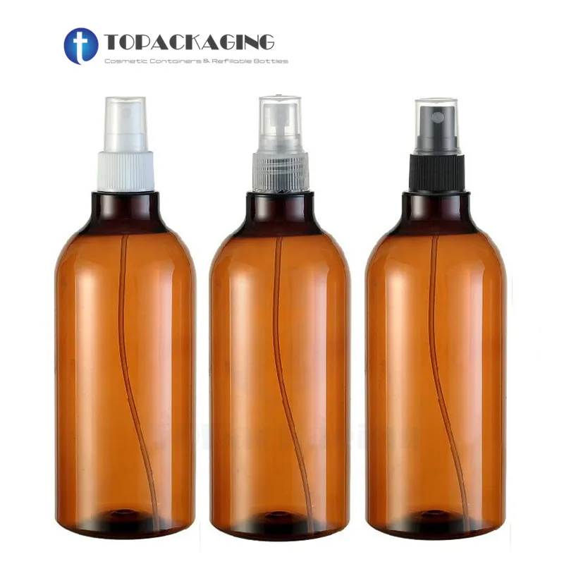 10PCS*500ML Fine Mist Atomizer Spray Pump Bottle Amber Plastic Cosmetic Container Makeup Perfume Refillable Empty Packing Parfum