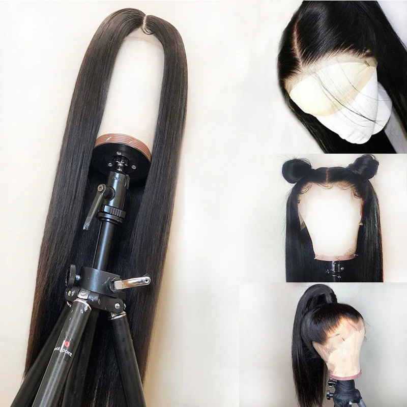 

Pre Plucked 360 Middle Part Lace Frontal Long 100% Remy Human Hair Wig For Black Women Brazilian Glueless Straight Swiss Closure