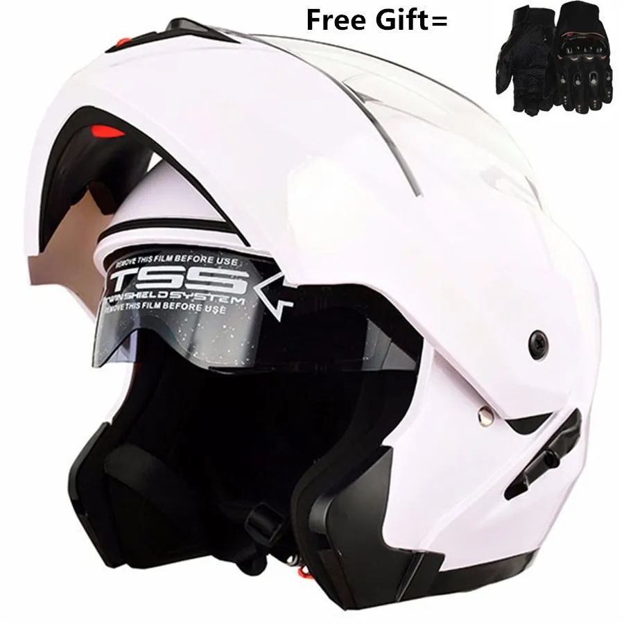 

Hot sale Flip Up Motorcycle Helmet Modular Moto Helmet With Inner Sun Visor Safety Double Lens Racing Full Face Helmets