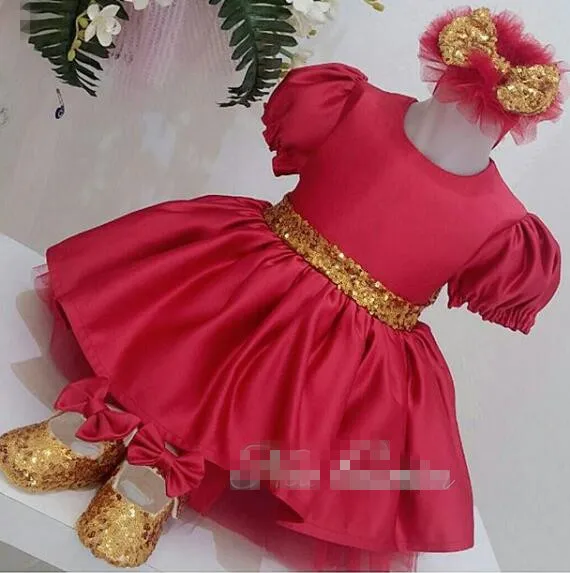 

new Red xmas baby girls party toddler newborn summer pageant