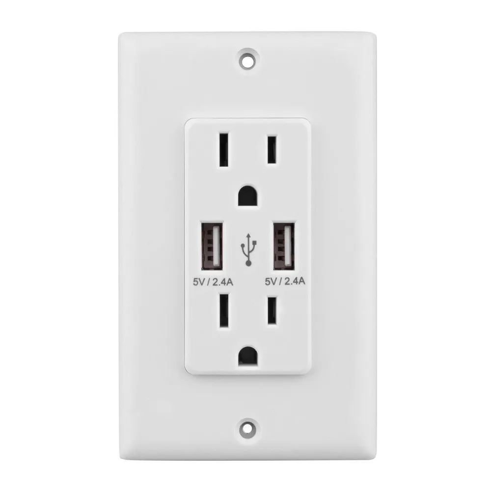 

Dual 2.4a 2-Port Rapid Charging USB Wall Outlet & Conventional Wall Socket C610