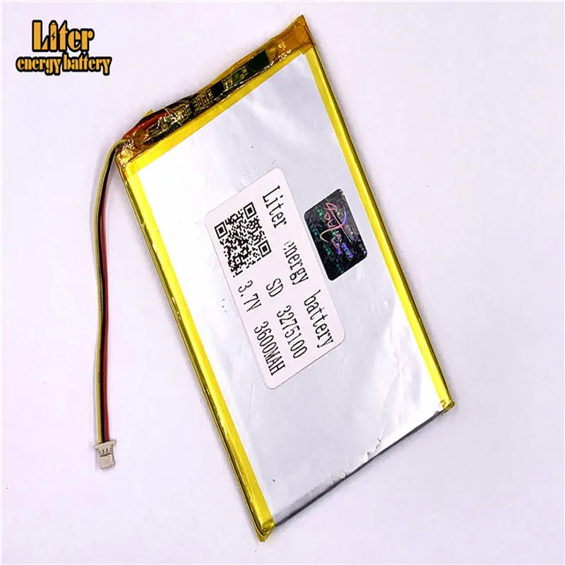 

1,0 мм 3 провода разъем 3275100 3600mah 3,7 V аккумуляторная батарея lipo Зарядка для литиевого аккумулятора литиевая батарея планшетный ПК 7 дюймов MP4 MP5