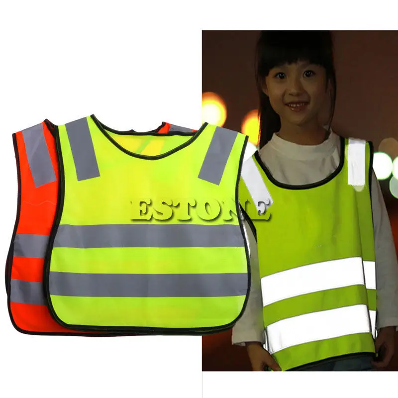 

Safety Hi Vis Children Waistcoat Vest Grey Reflective Strips Traffic Clothes