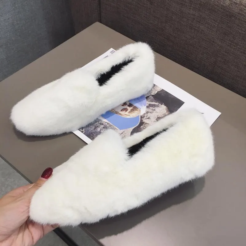 Simple Pelo Invierno 2018 Zapatos On Suave Redonda Alta Mocasines Punta Planos Profunda Caliente Molan Mujer Slip De Boca Marca Calidad Diseñador qtIz00