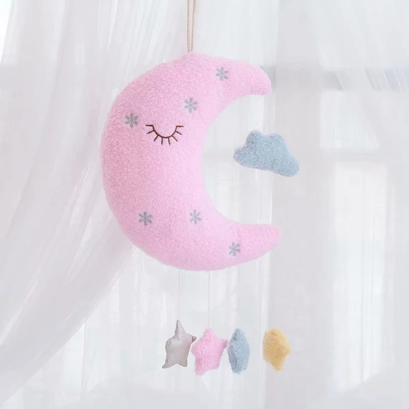 INS Kawaii плюшевая подушка на подтяжках с разноцветными облаками и луной украшение