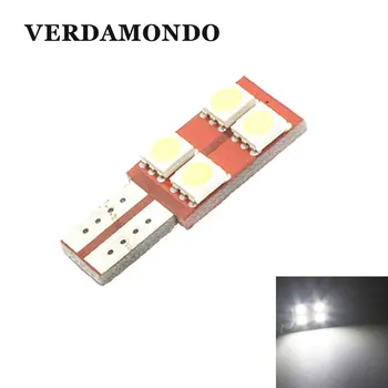 

T10 168 192 W5W 4 LED 5050 SMD Car Tail Box Bulb No Polarity Reading Dome Lamps Auto Trunk License Plate Lights DC 12V White