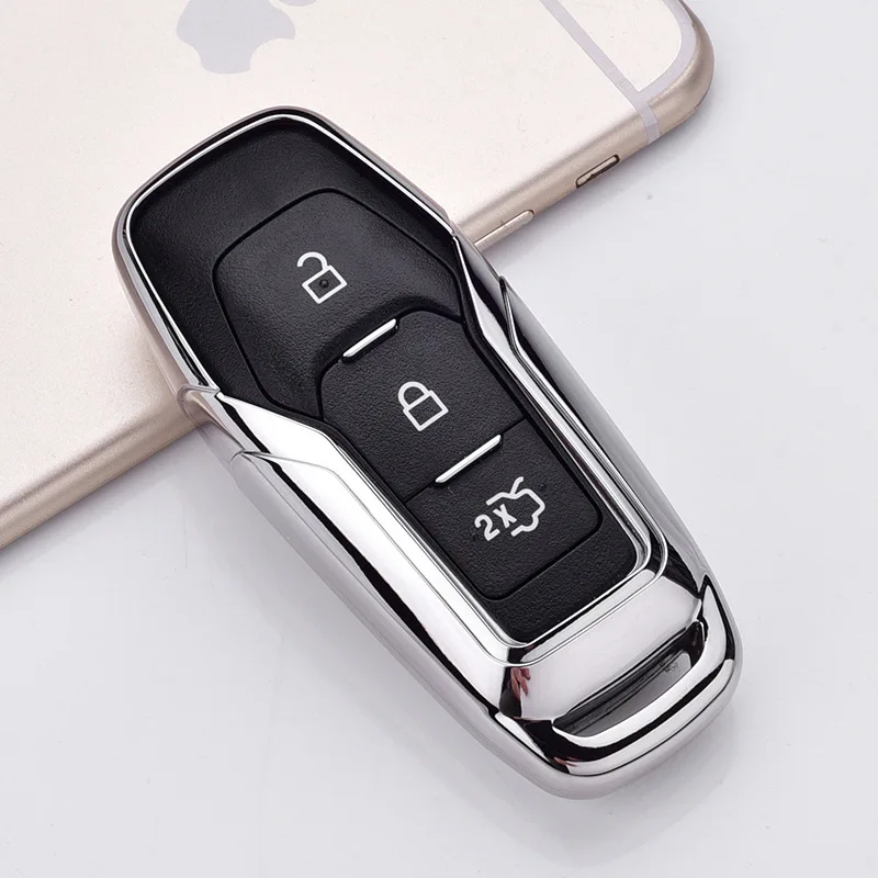 TPU Интеллектуальный Автомобильный ключ дистанционного управления чехол автомобильный защитный ключ оболочка чехол для Ford Edge Mondeo Mustang для ключей Ford - Название цвета: A-silver