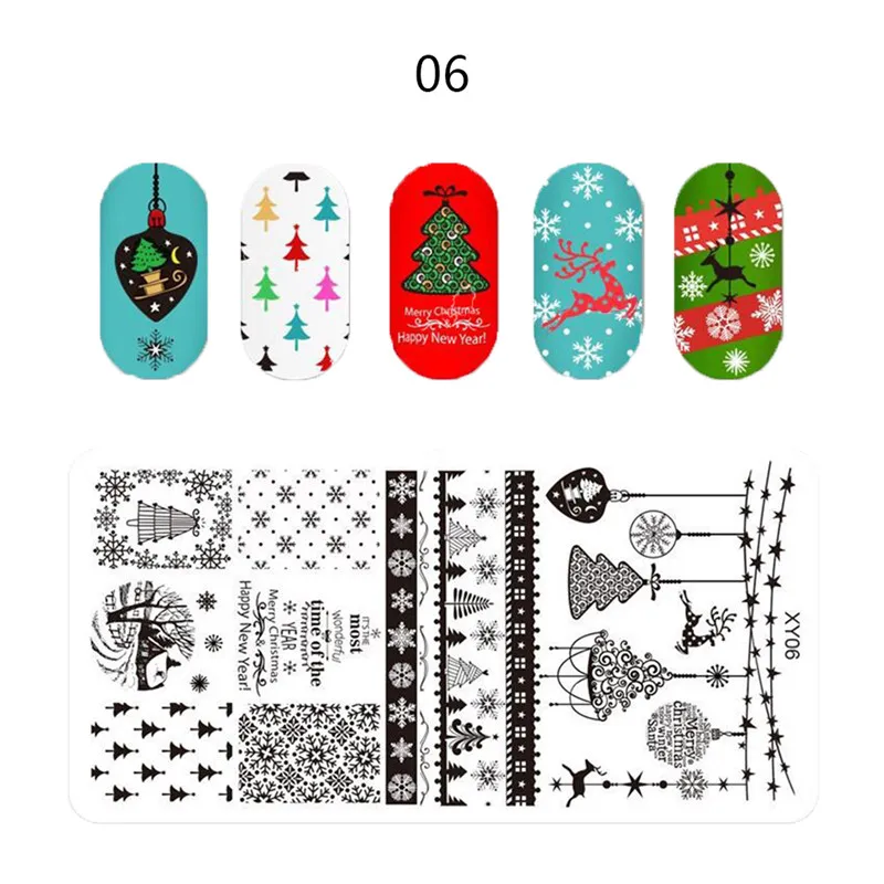 8 видов стилей 12*6 см прямоугольник ногтей штамповки шаблон отрицательный снег хлопья узоры DIY Дизайн ногтя маникюрные инструменты штамп пластины#290772 - Цвет: 6