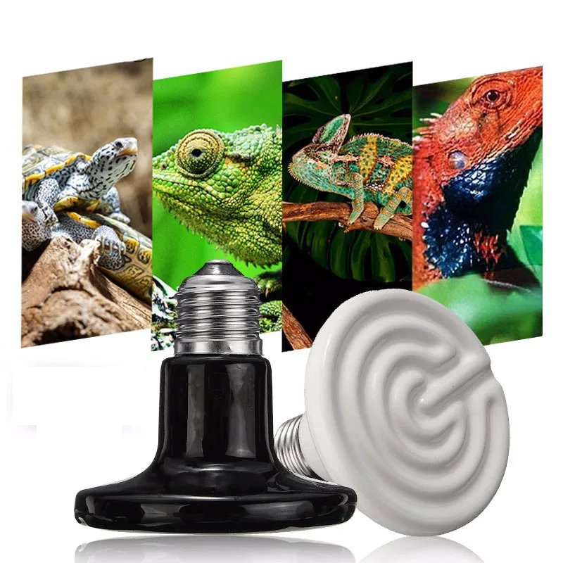 Pet Heating Light Bulb E27 Infrared Ceramic Emitter Heating Lamp Bulb 25-150W 80mm for Reptile Pet Brooder White Black 110/220V карабин v i pet монтажный 80 8мм 5шт
