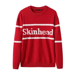 Новый 2019 человек роскошные вышитые Skinhead полосатый вязать Повседневные свитера пуловеры Азиатский Plug размер высокое качество Дрейк # J60