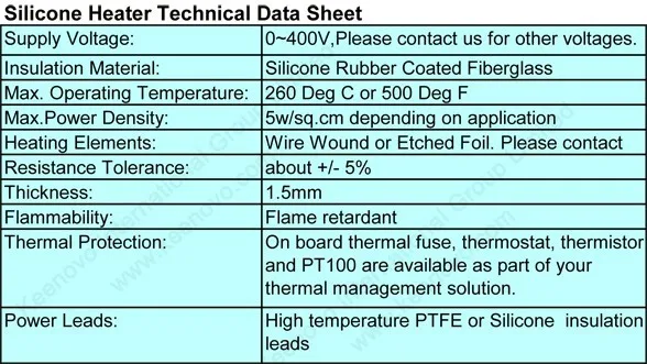 500 X 500 mm Silicone heating pad 3d printer heated pad 1000W@220V with 100k thermistor adhesive back