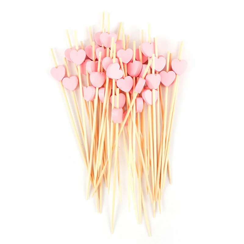 100PCS 12cm Disposable Bamboo Fruit Dessert Cake Sign Cocktail Picks Cute Toothpick Food Sticks Buffet Cupcake Toppers Party