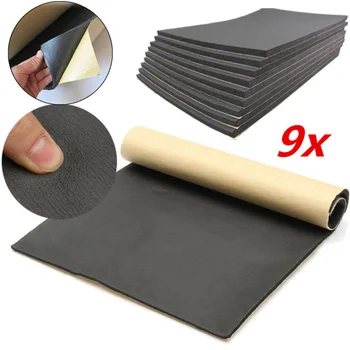 

9pcs 6mm Car Roof Door Sound Proofing Deadener Sheet Mat Fire Wall Acoustic Dampening Foam Car Accessories
