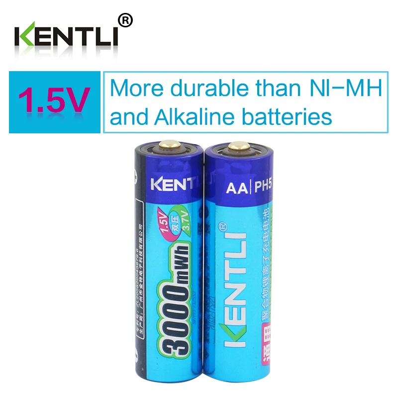 Kentli 2pcs/lot Stable Voltage 3000mwh Aa Batteries 1.5v Rechargeable
