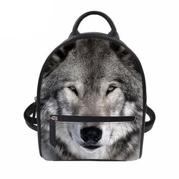 

Children Backpacks 3D Wolf Printing School Backpack Kids Shoulder Bag Teen Boy Girls PU Leather Daypack Travel Rucksack