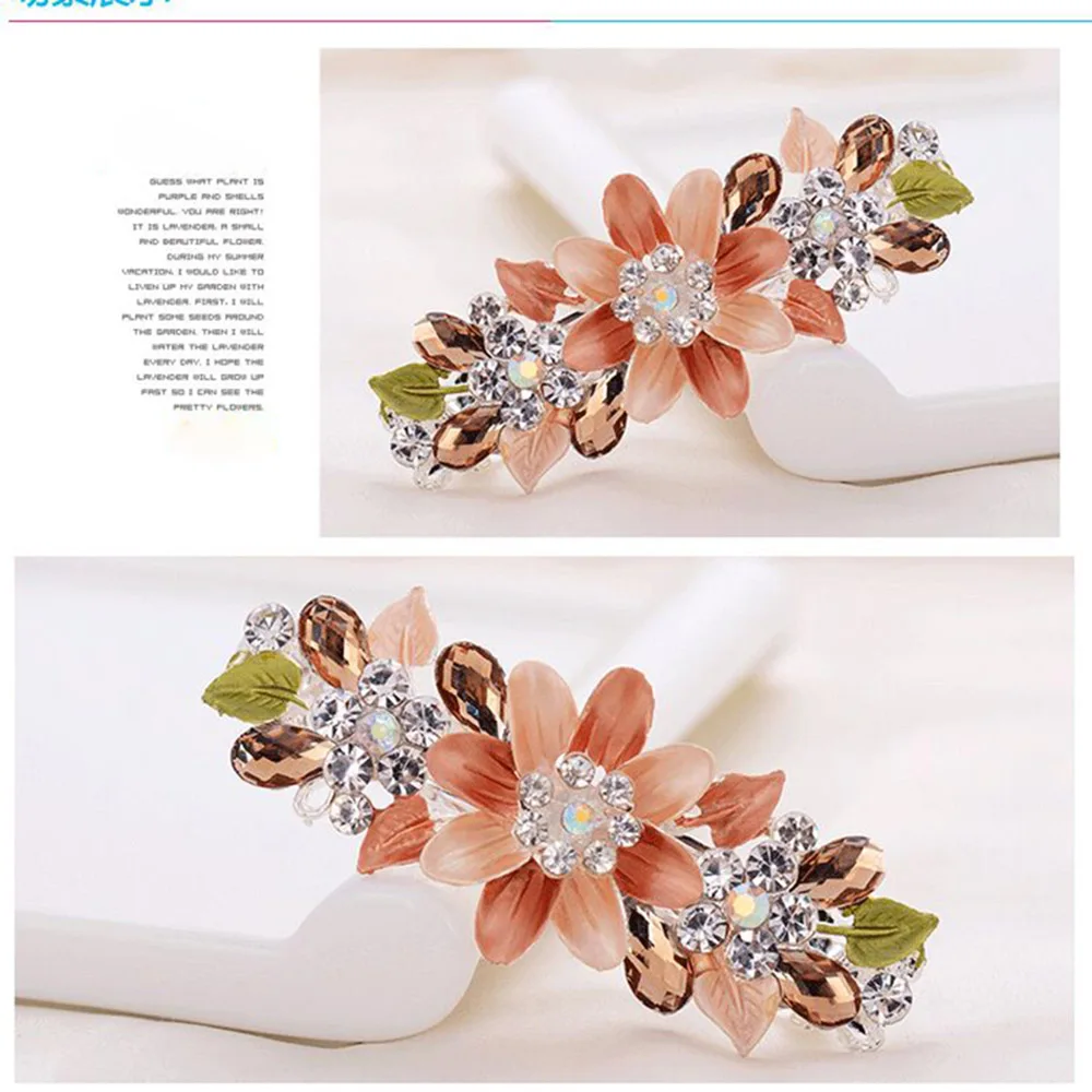 

1 Pcs Creative DesigFashion Ladies Flower Hairgrips Barrette Retro Stick Hair Clips Rhinestone Crystal Headwear Hair Accessories