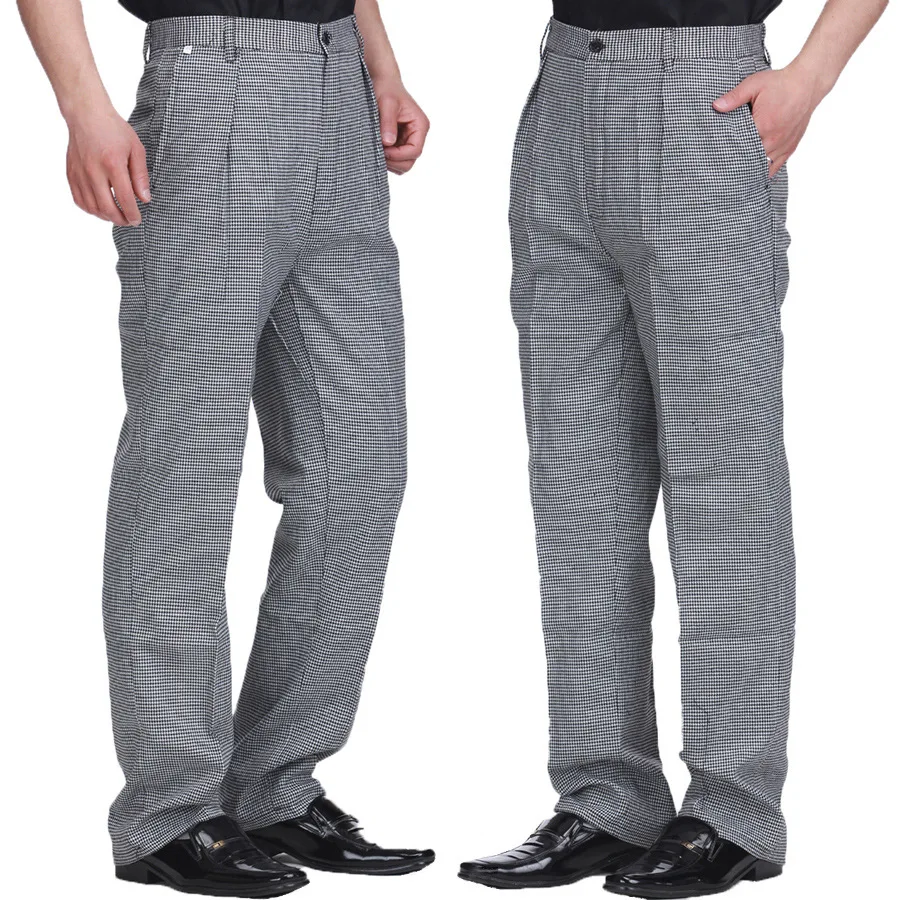 

Summer food service Free Shipping autumn Cook pants work pants checked Black and white lattice chef pants unisex chef trousers