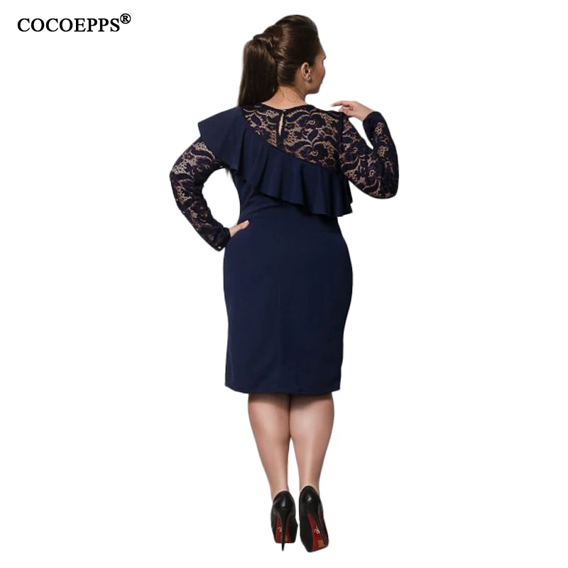 2017-Autumn-Women-Lace-Dresses-Elegant-Long-Sleeve-Ruffles-Bodycon-Knee-Length-Sexy-Dress-Casual-Solid (2)