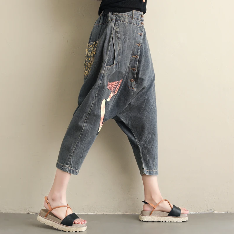 Новинка года; сезон лето-весна-осень; женские джинсы; свободные винтажные брюки; эластичная одежда большого размера; джинсовые брюки; J393