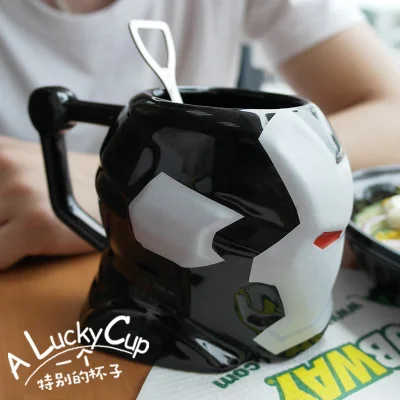 OUSSIRRO супер герой Мститель Железный человек тема молоко/кофе кружки чистый цвет кружки чашки кухня инструмент подарок - Цвет: Черный