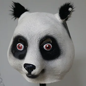 

2018 New Creepy Panda Rubber Animal Mask latex party Panda Animal Mask kids Party Halloween Masquerade Mask funny