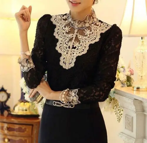 

Lace Shirt Women Clothing Blusas Femininas Blouses & Shirts 2017 New Fashion women tops Thick Fleece Women Crochet Blouse