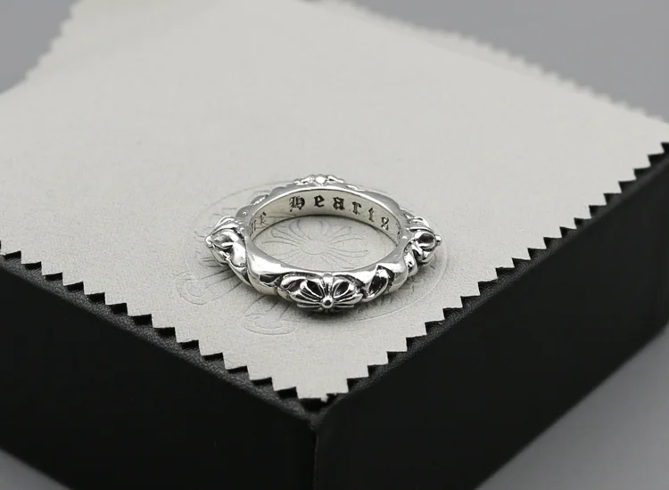 925 sterling silver ring trend personality jewelry punk style hip-hop hip hop couple cross flower shape jewelry 2018 new hot