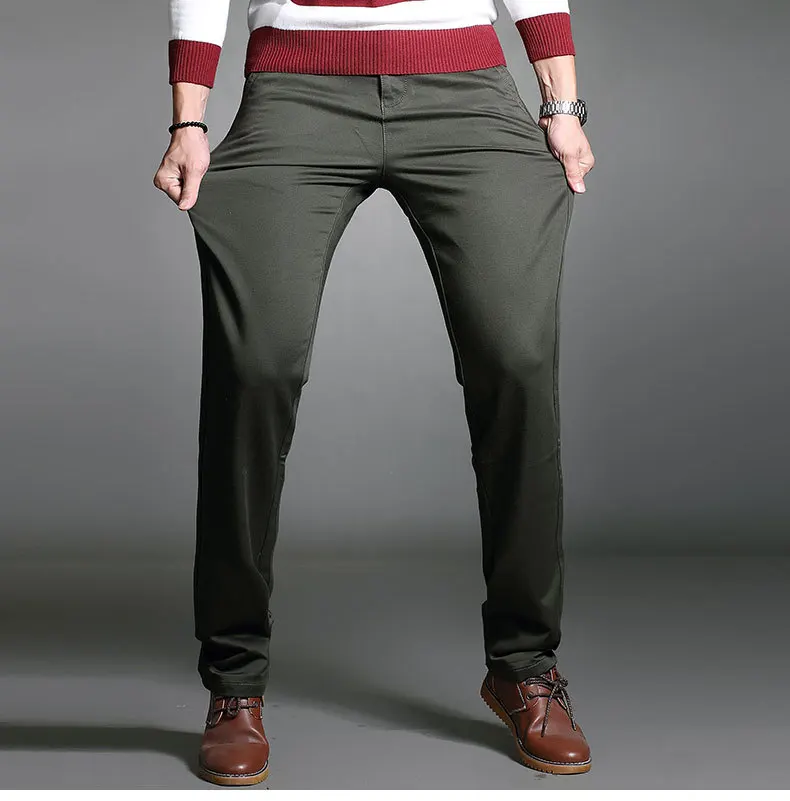 Новый бренд Для мужчин Smart Повседневное брюки хлопок прямые слегка упругая бегунов армии Брюки на весну и осень плюс Размеры 30-42