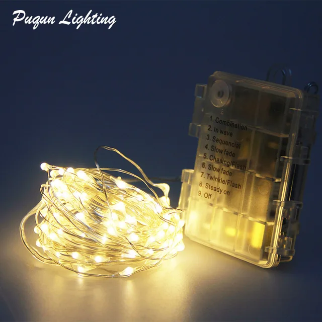 Us 8 79 10m 100 Led Fairy Lights Silver Timer Battery Powered Luces Indoor Outdoor Home Party Decoration In Holiday