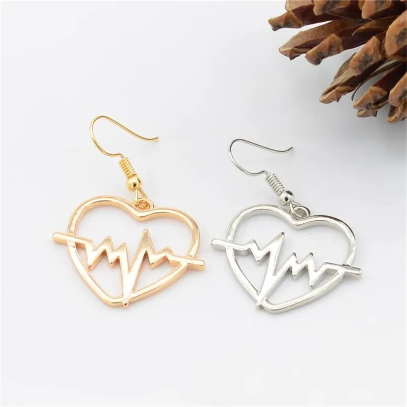 2018 Trendry Earrings for Women 's Heart shaped electrocardiogram Earrings Ear Studs Jewelry Ornament Jewelry Brincos J05#N (4)