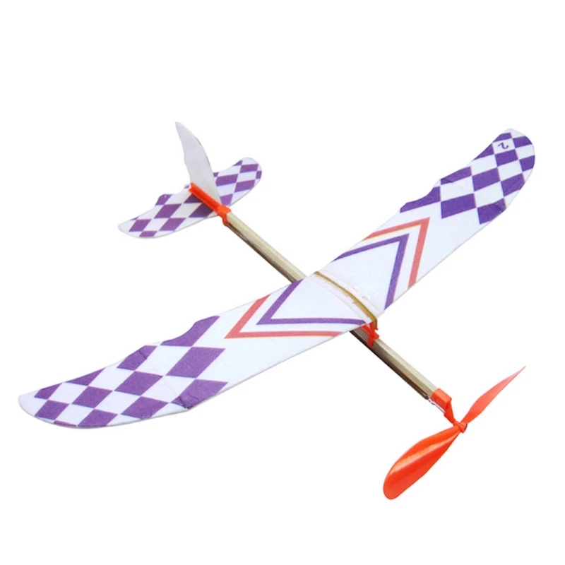 Assembly Glider Rubber Elastic Powered  Flying Plane Fun Model Kids Toy  Ew 