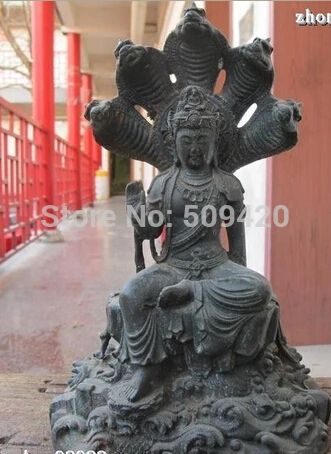 

XSF120412"Tibet Buddhism Fane Bronze Five snake Nagarjuna Kwan-Yin Buddha statue