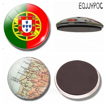 

Portuguese Republic Flag 30 MM Fridge Magnets Portugal Map Glass Dome Magnetic Refrigerator Stickers Note Holder Home Decoration