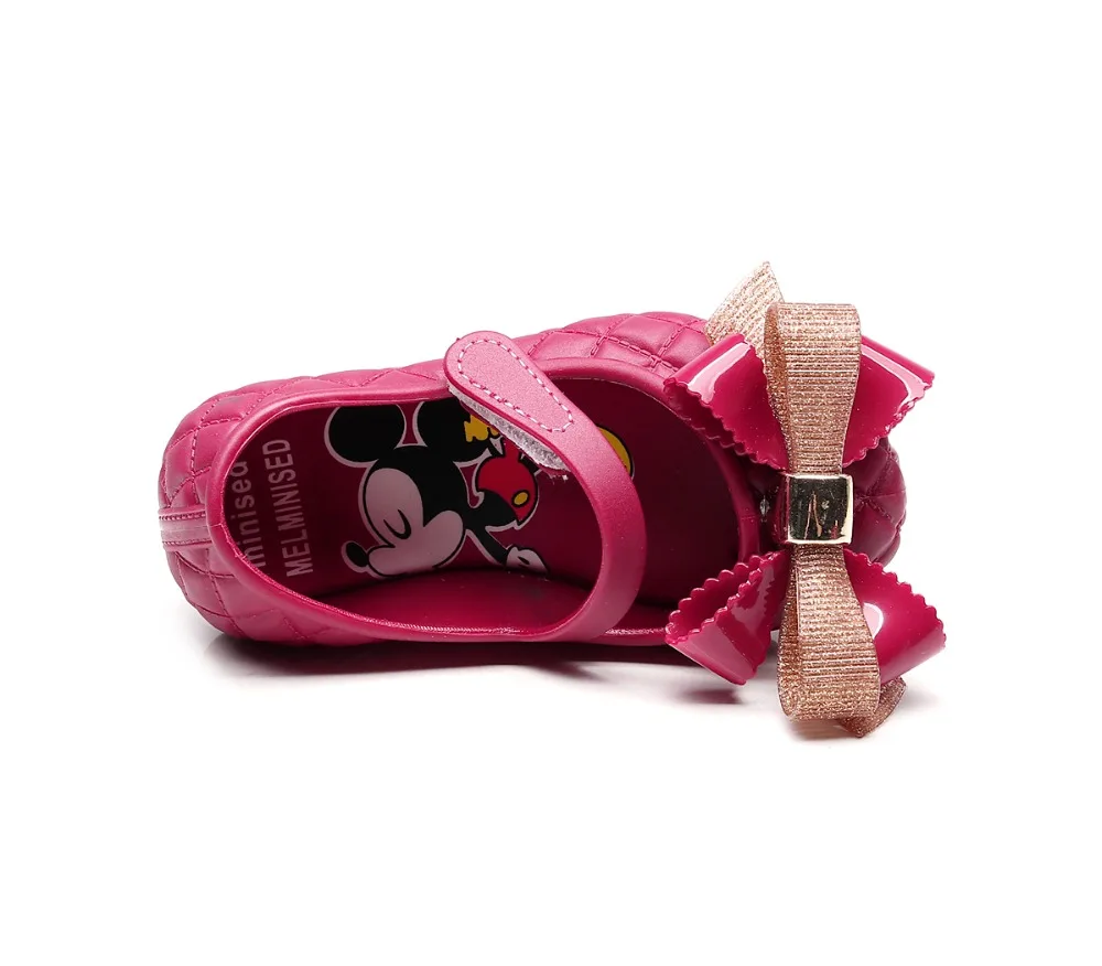 Мини Мелисса прозрачная обувь с милым бантом для девочек прозрачные сандалии; летние костюмы для девочек, детская обувь сандалии высокое качество