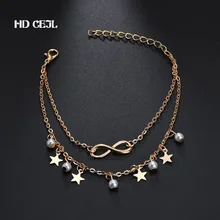 Европейский и американский стиль, богемный ретро стиль, персональный браслет на лодыжке с кисточками и звездами, женский простой очаровательный сексуальный браслет на лодыжке