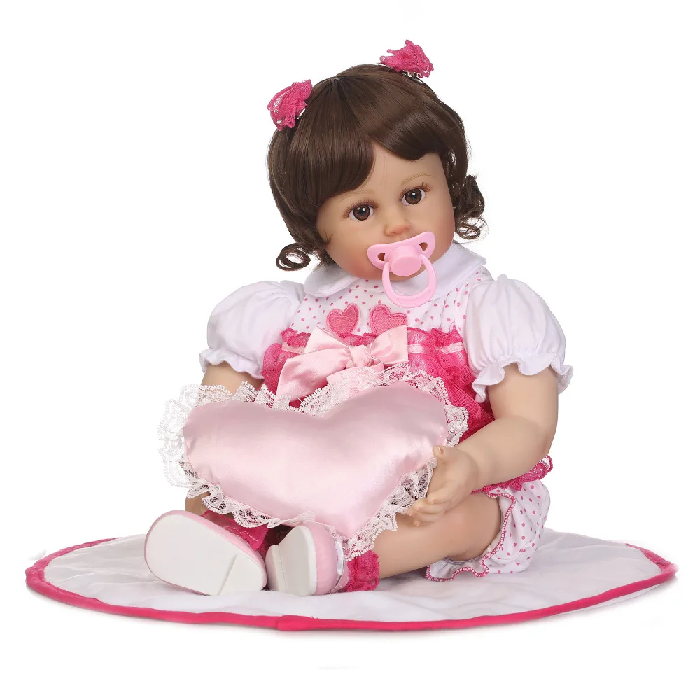 

Nicery 20-22inch 50-55cm Bebe Reborn Doll Soft Silicone Boy Girl Toy Reborn Baby Doll Gift for Child Pink Heart-shaped Pillow