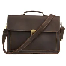 Винтажная Модная брендовая дизайнерская мужская сумка из кожи Crazy Horse 1" Сумка для ноутбука из натуральной кожи Повседневная мужская сумка-портфель