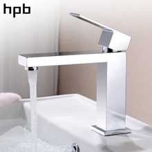 HPB Basin Faucet Bathroom Sink Mixer Tap Single Handle Hot And Cold Water Deck Mounted Faucet Brass Chrome Finished HP3037 free shipping brass material bronze finished high quality bathroom hot and cold single lever basin sink faucet tap mixer