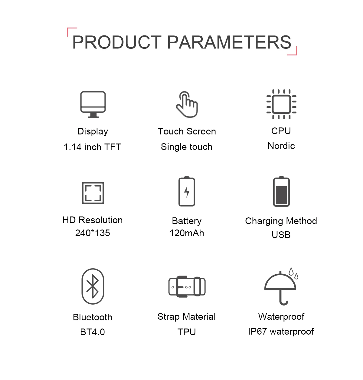 TD19 умный Браслет 1,14 Размер экрана спортивный фитнес-трекер монитор сердечного ритма умный браслет для мужчин/женщин браслет для Android IOS