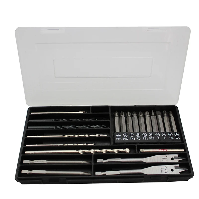

21pcs Drill Bits Set Woodworking High Speed Steel For Hole Processing Screwdriver JA55