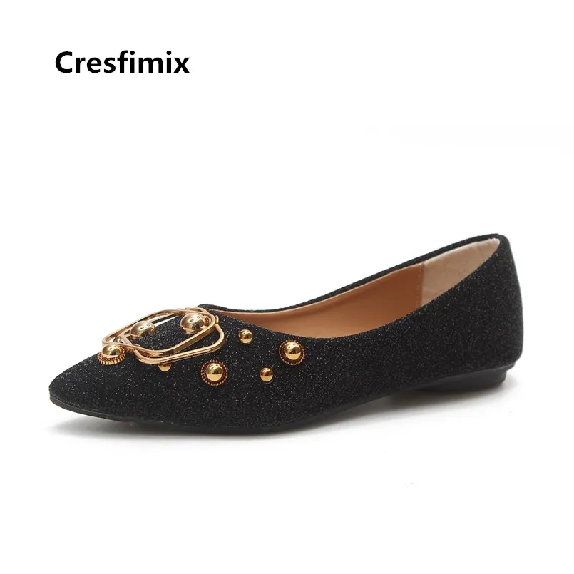 Cresfimix Zapatos De Mujer Women Cute Pointed Toe Soft & Comfortable Black Flat Shoes Lady Casual Shoes Casual Brown Shoes B3550