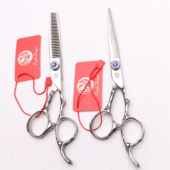 

6" 17.5cm Japan 440C Purple Dragon Shiny Hairdressing Scissors Thinning Scissors Cutting Shears Hair Clippers Plum Handle Z9002